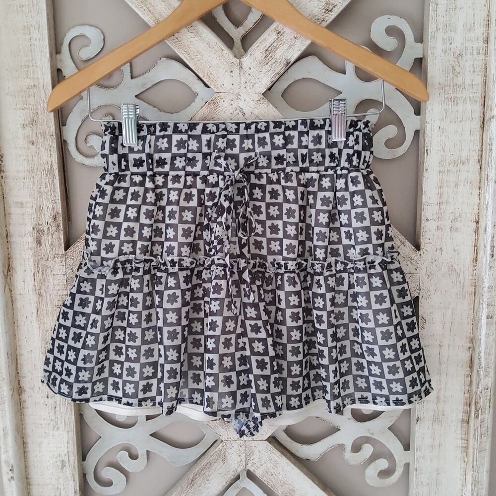 Kendall Kylie Floral Ruffle Skort XL Elastic Drawstring BuiltIn Shorts Y2K Indie